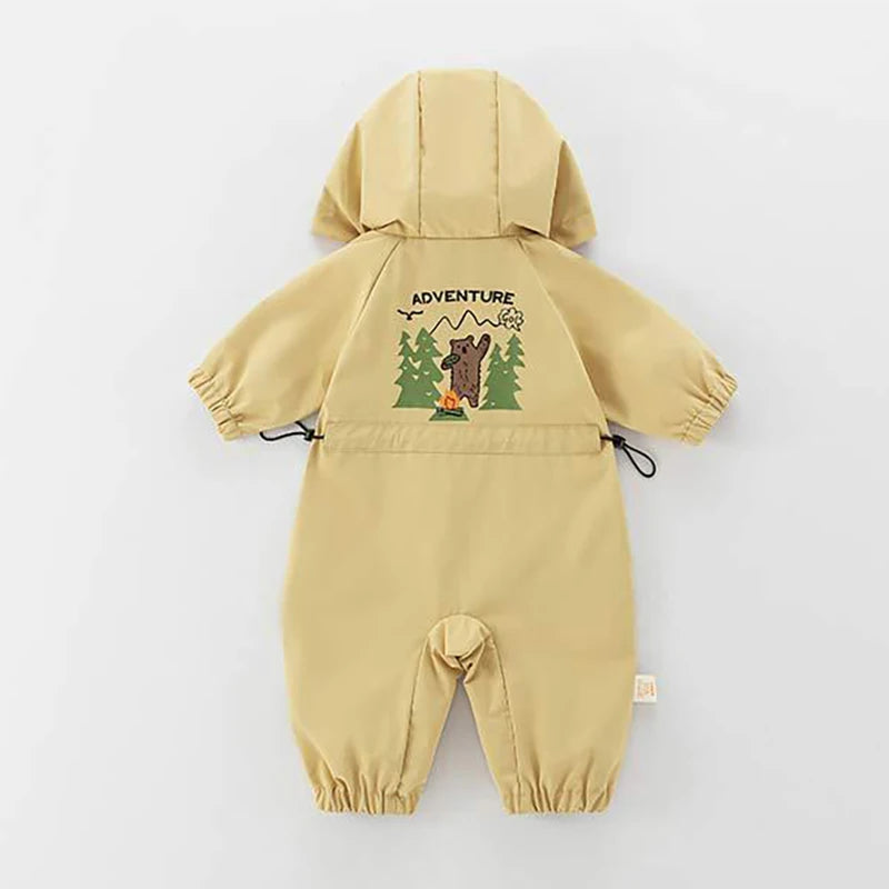 "Baby Hooded Romper Jacket – Warm Autumn Jumpsuit (0–2Y)"