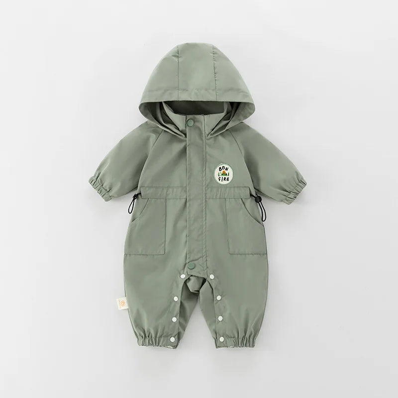 "Baby Hooded Romper Jacket – Warm Autumn Jumpsuit (0–2Y)"