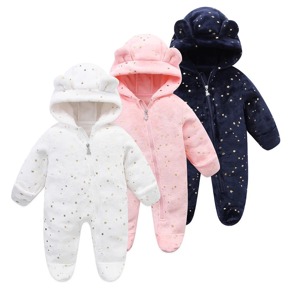 Baby Flannel Romper – Soft & Warm Bodysuit (0–19M)