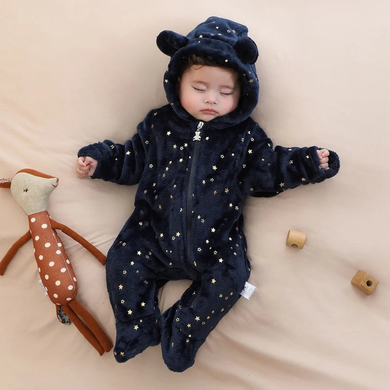 Baby Flannel Romper – Soft & Warm Bodysuit (0–19M)