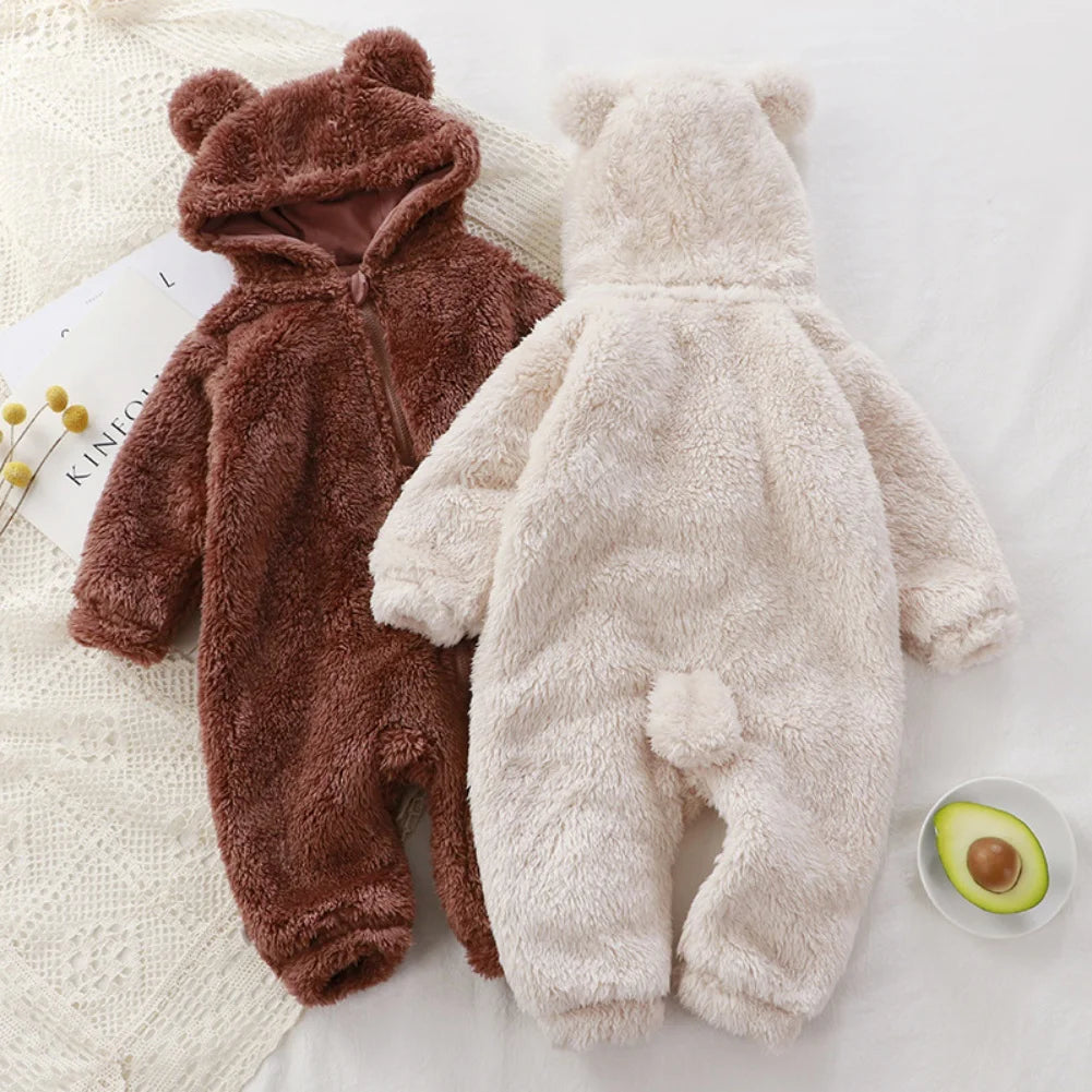 Winter Baby Bear Romper – Cotton Animal Jumpsuit Pajamas (0–24 Months)