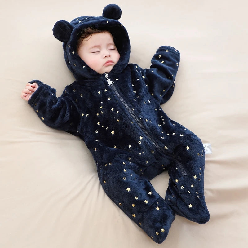 Baby Flannel Romper – Soft & Warm Bodysuit (0–19M)
