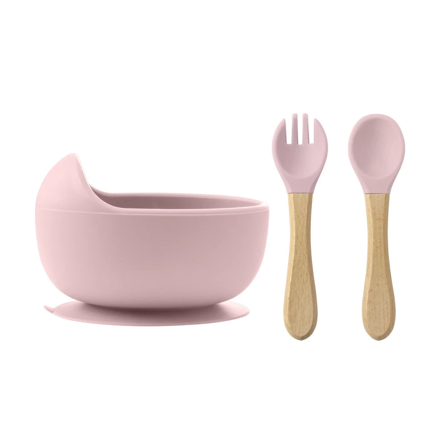 3Pcs  Silicone Baby Feeding Set