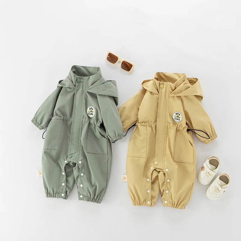 "Baby Hooded Romper Jacket – Warm Autumn Jumpsuit (0–2Y)"