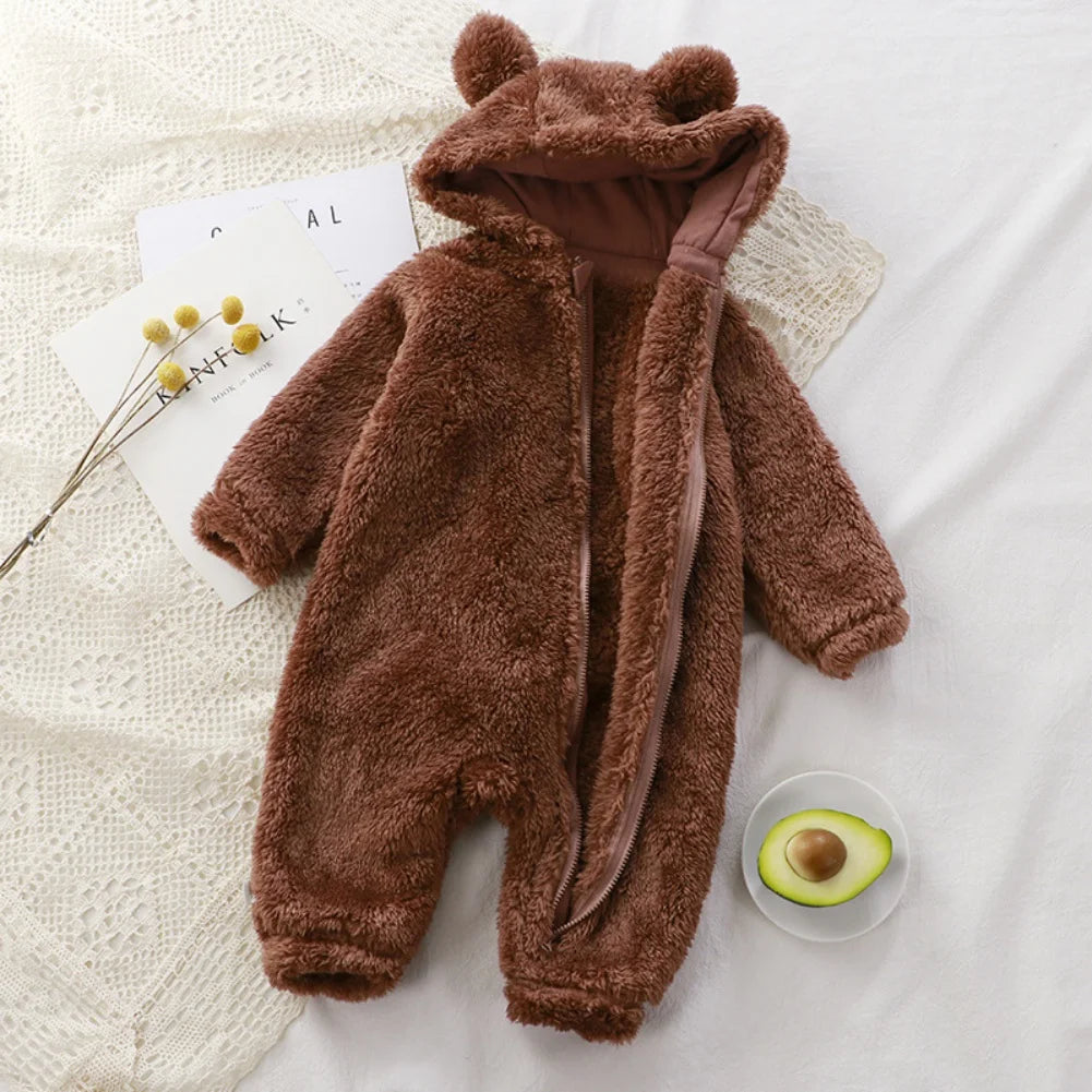 Winter Baby Bear Romper – Cotton Animal Jumpsuit Pajamas (0–24 Months)