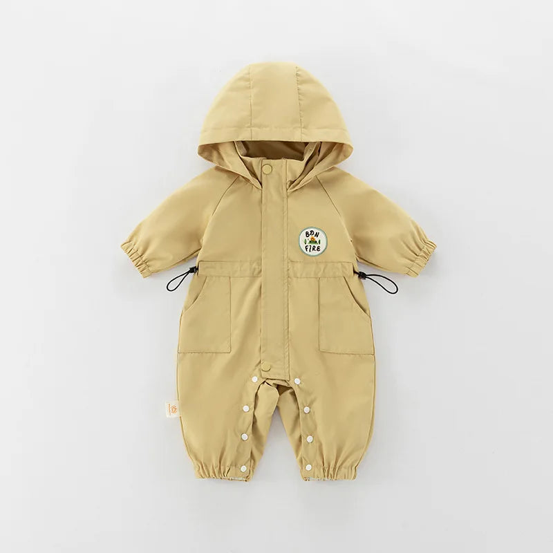 "Baby Hooded Romper Jacket – Warm Autumn Jumpsuit (0–2Y)"