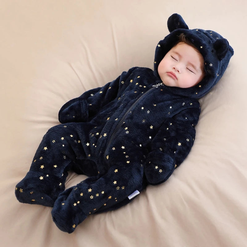 Baby Flannel Romper – Soft & Warm Bodysuit (0–19M)