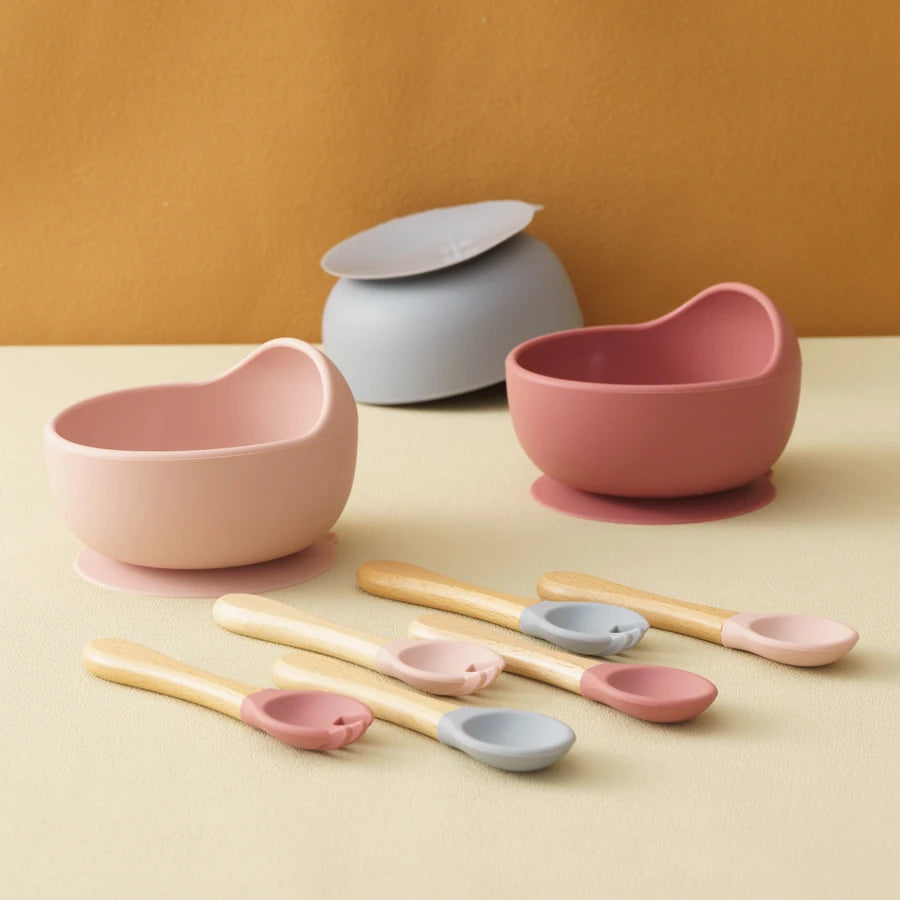 3Pcs  Silicone Baby Feeding Set