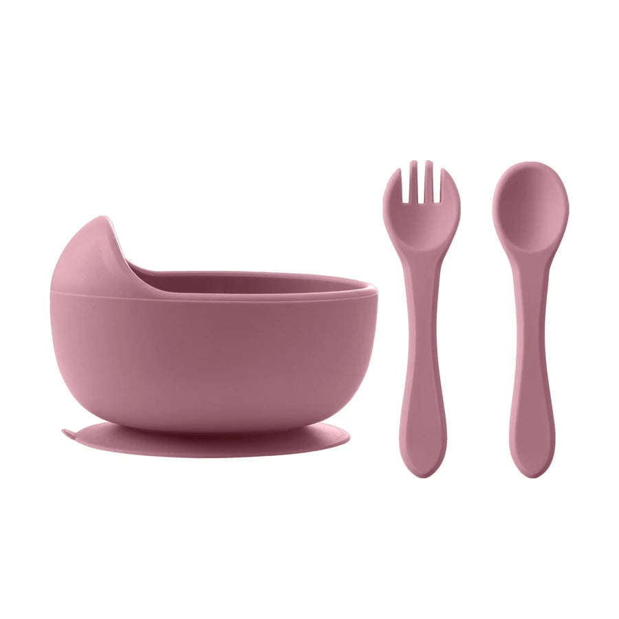 3Pcs  Silicone Baby Feeding Set