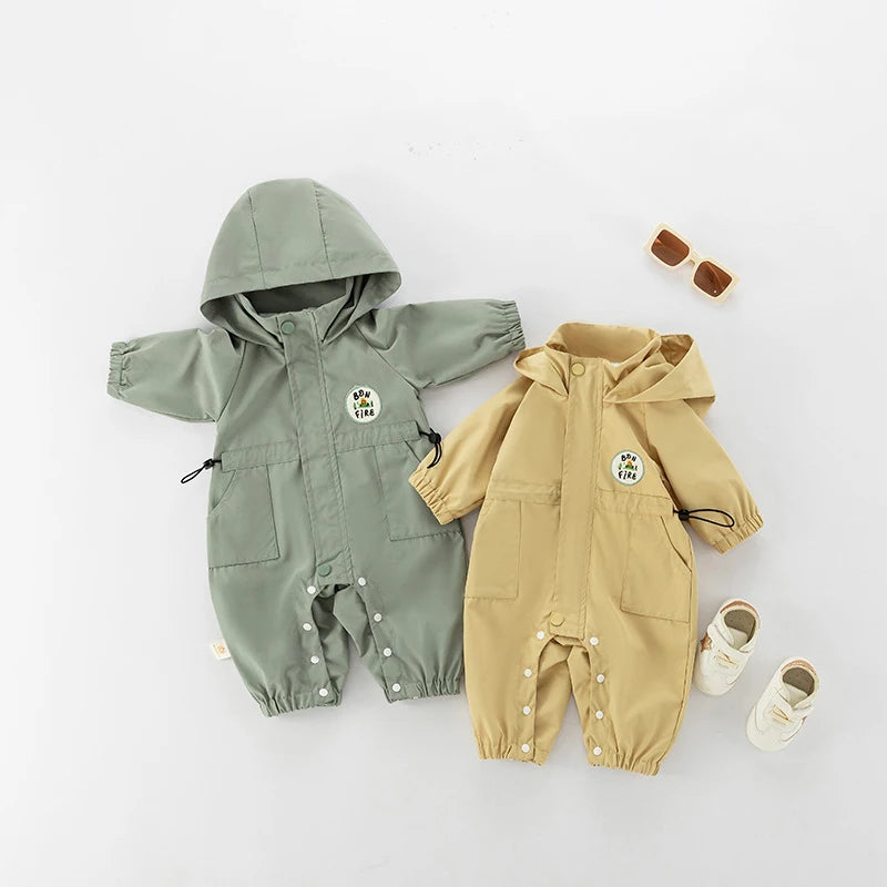 "Baby Hooded Romper Jacket – Warm Autumn Jumpsuit (0–2Y)"