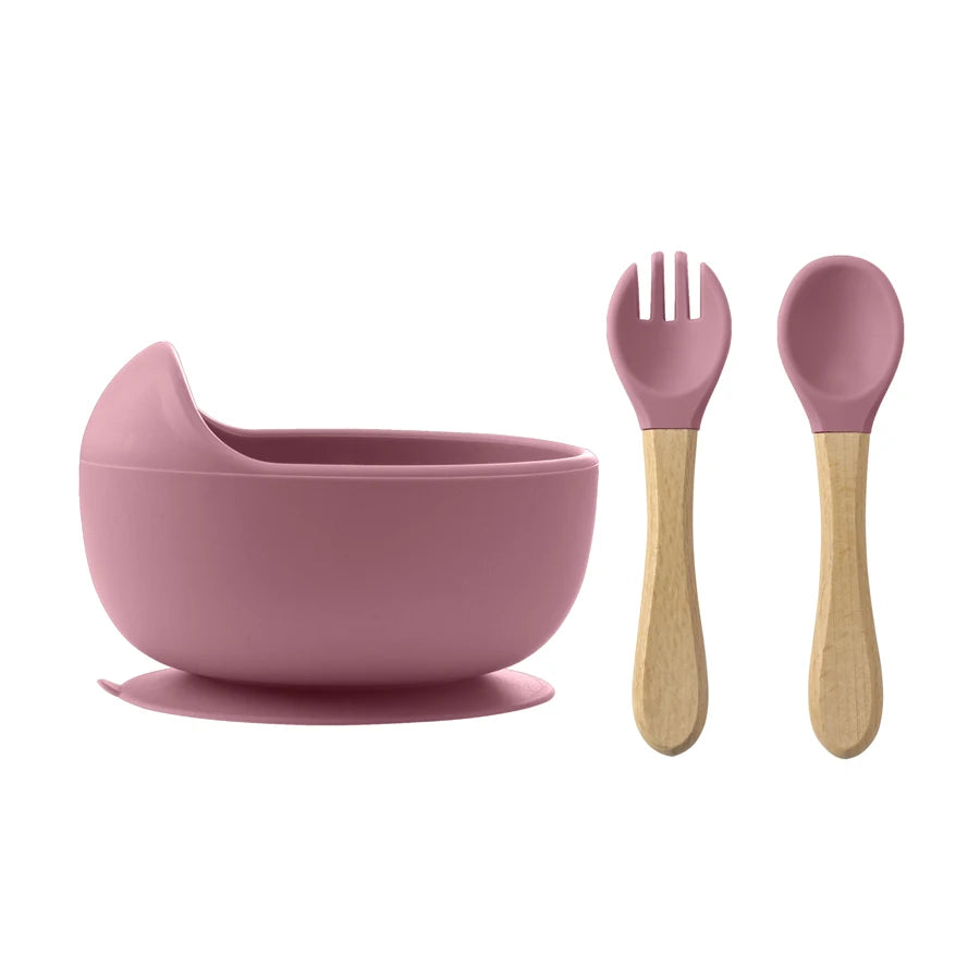 3Pcs  Silicone Baby Feeding Set