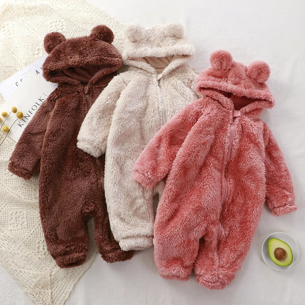 Winter Baby Bear Romper – Cotton Animal Jumpsuit Pajamas (0–24 Months)