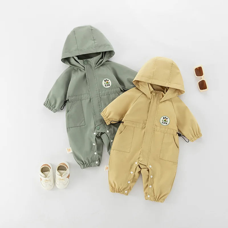 "Baby Hooded Romper Jacket – Warm Autumn Jumpsuit (0–2Y)"