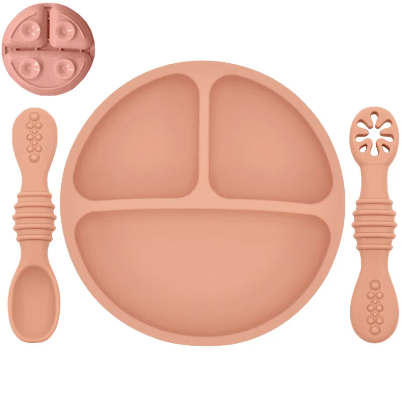Cute Baby Plate & Spoon – Silicone Suction Set