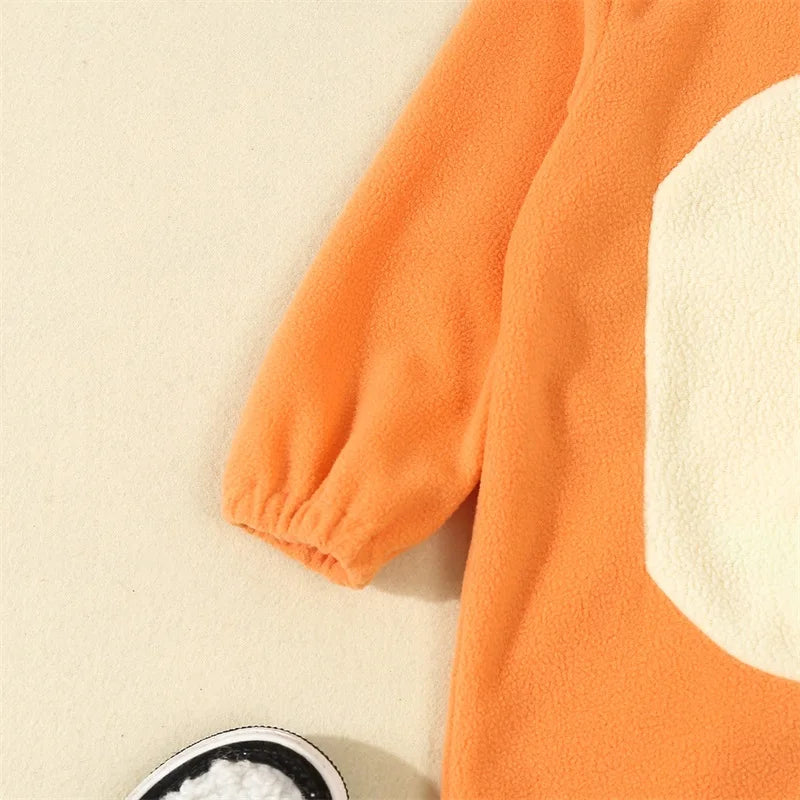 "Toddler Dog Costume Jumpsuit – Cartoon Blue & Orange Hooded Outfit (1–4Y)"